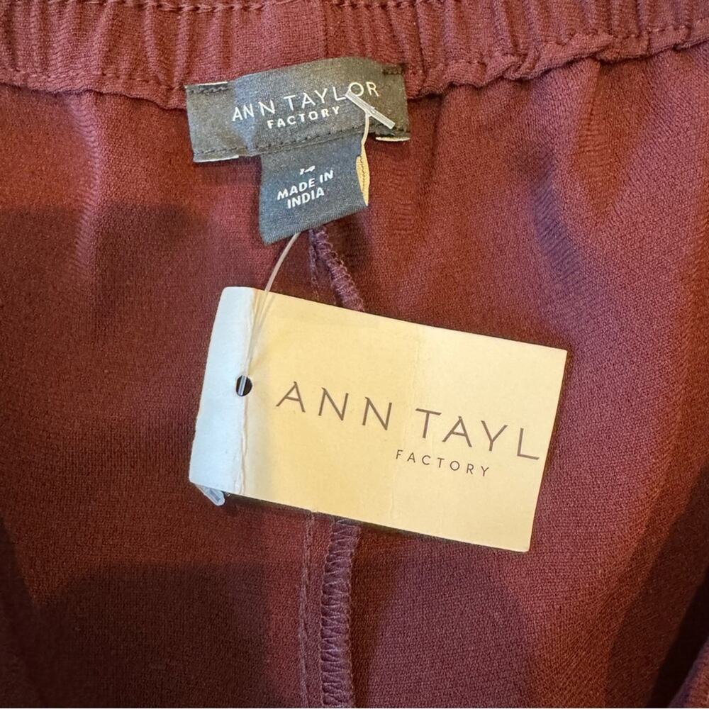 NWT Ann Taylor Factory Wide Leg Crop Trouser Eggplant Pant Size 14 - Picture 7 of 8